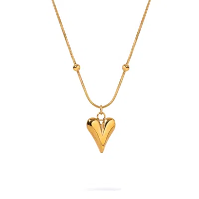 Ebru Jewelry Women's Minimalist Gold Heart Love Statement Necklace - Gold