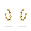 Ebru Jewelry Women's Multi Gemstone Gold Hoop Joy Earrings - Multicolor