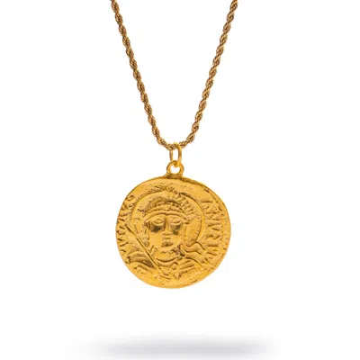 Ebru Jewelry Women's Mystic Guardian Coin Medallion Necklace - Gold