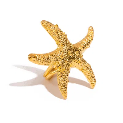 Ebru Jewelry Women's Ocean Spirit Starfish Gold Adjustable Ring - Gold