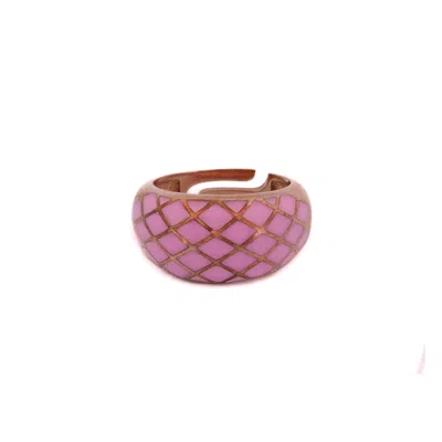 Ebru Jewelry Women's Pink / Purple / Rose Gold Purple & Rose Gold Adjustable Fashion Ring - Purple