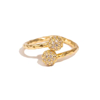 Ebru Jewelry Women's Radiant Majesty Diamond Adjustable Gold Cuff Ring - Gold