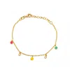 Ebru Jewelry Women's Rainbow Smiley Face Gold & Diamond Bracelet - Gold