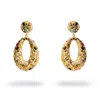Ebru Jewelry Women's Red / Gold / Blue Multi Gemstone & Gold Stylish Look Chunky Dangle Earrings - Multicolor