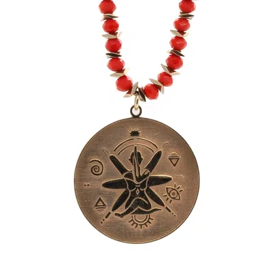 Ebru Jewelry Women's Red / Gold Spiritual Journey Red & Gold Beaded Choker Necklace - Gold In Multi