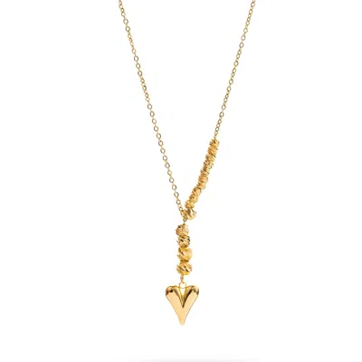 Ebru Jewelry Women's Romantic Golden Heart Harmony Necklace - Gold