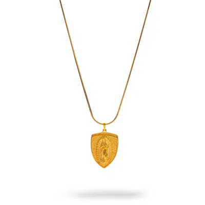 Ebru Jewelry Women's Sacred Virgin Mary Gold Medallion Necklace - Gold