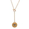 Ebru Jewelry Women's Sapphire Guardian Evil Eye Lariat Gold Necklace - Gold In Brown