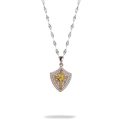 Ebru Jewelry Women's Silver / Gold Celestial Compass Diamond & Gold Siver Necklace - Silver