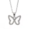 Ebru Jewelry Women's Silver Sparkly Butterfly Necklace - Silver