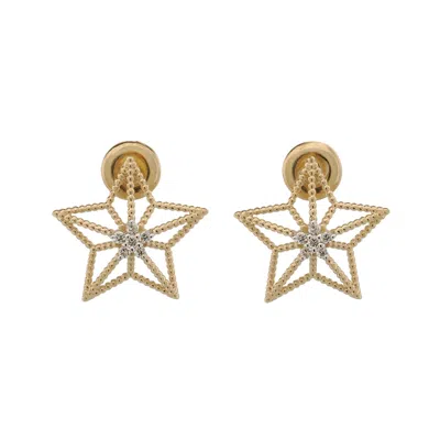 Ebru Jewelry Women's Spiritual Guiding Star Diamond Gold Stud Earrings - Gold