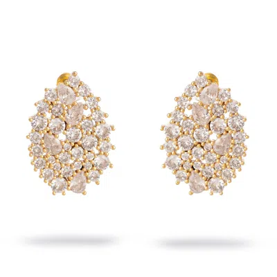 Ebru Jewelry Women's Starlight Bloom Gold Stud Earrings - Gold