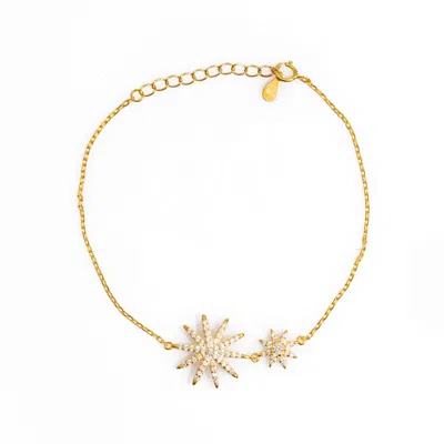 Ebru Jewelry Women's Stellar Star Gold & Diamond Chain Bracelet - Gold
