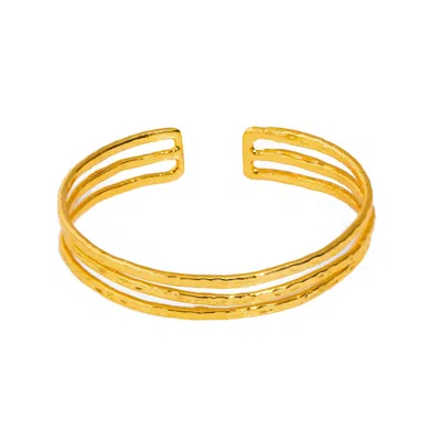 Ebru Jewelry Women's Trio Minimalist Elegant Gold Cuff Bracelet - Gold