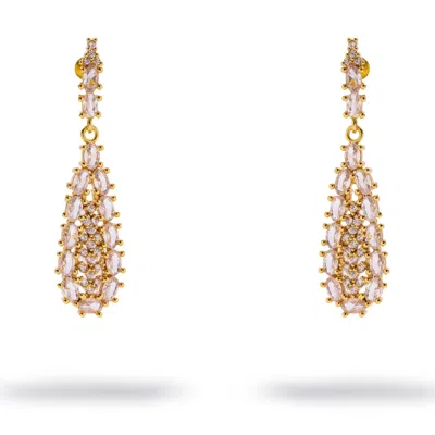 Ebru Jewelry Women's Vintage Diamond Teardrop Earrings - Gold