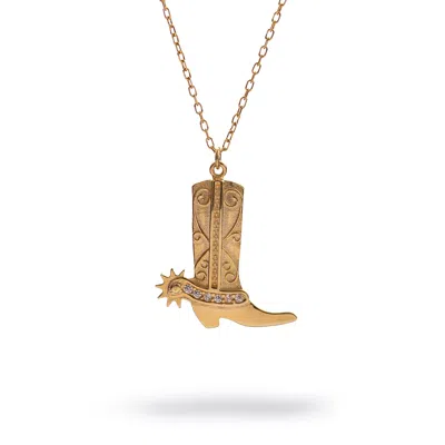 Ebru Jewelry Women's Western Spirit Cowboy Boot Gold Vermeil Necklace - Gold