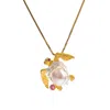 Ebru Jewelry Women's White / Pink / Gold Eternal Wisdom Turtle Pearl & Ruby Necklace - Gold In Gold