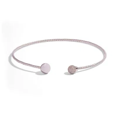 Ebru Jewelry Women's Woven Sterling Silver Pave Sphere Choker Necklace - Silver