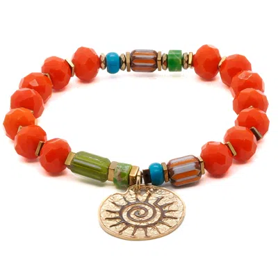 Ebru Jewelry Women's Yellow / Orange Spiritual Sun Bracelet - Orange