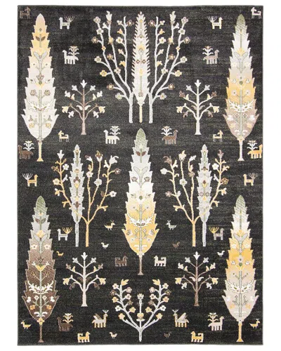 Ecarpet Aqua Pine Washable Rug In Black