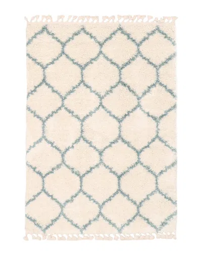 Ecarpet Grammercy Trellis Moroccan Fringed Shag Rug In Cream
