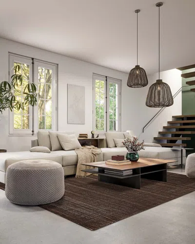 Ecarpet Odile Contemporary Wool Rug In Brown