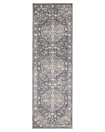 Ecarpet Oregon Tabriz Vintage Medallion Rug In Blue