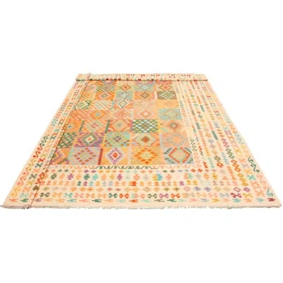 Ecarpetgallery Geometric Handmade Flatweave Rectangle 12'10" X 16'6" Wool Area Rug In Ivory In Red;ivory;orange