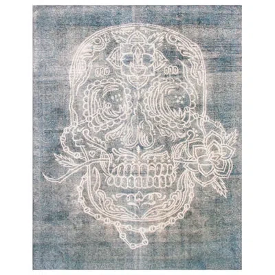 Ecarpetgallery Hand-knotted Rectangle 9'7" X 12'5" Wool Area Rug In Dark Blue/white In White;dark Blue