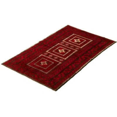 Ecarpetgallery One-of-a-kind Hand-knotted 1970s Rizbaft Red/black 3'7" X 6'9" Wool Area Rug In Black;red
