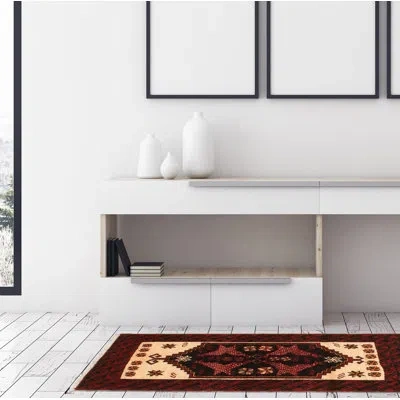 Ecarpetgallery One-of-a-kind Hand-knotted 1980s Kula Red/black/cream 3'2" X 5'10" Wool Area Rug In Black;red;cream