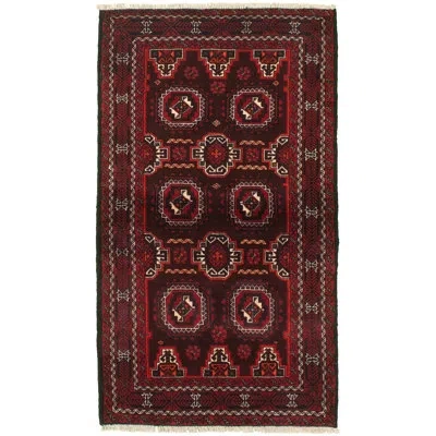 Ecarpetgallery One-of-a-kind Hand-knotted 1980s Rizbaft Dark Red 3'7" X 6'7" Wool Area Rug