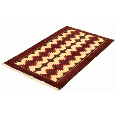 Ecarpetgallery One-of-a-kind Hand-knotted 1980s Rizbaft Dark Red/cream 3'6" X 6'3" Wool Area Rug In Cream;dark Red