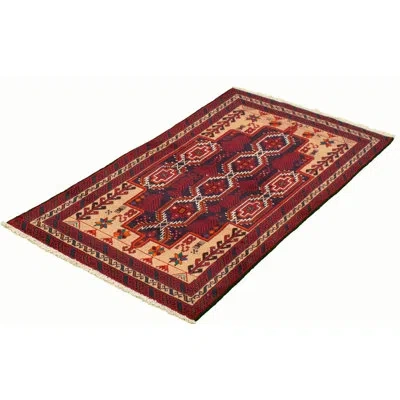 Ecarpetgallery One-of-a-kind Hand-knotted 1980s Rizbaft Red/beige 3'3" X 6' Wool Area Rug In Red;beige