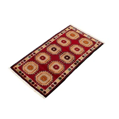 Ecarpetgallery One-of-a-kind Hand-knotted 1980s Rizbaft Red/beige 3'4" X 6'2" Wool Area Rug In Red;beige