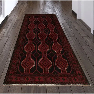 Ecarpetgallery One-of-a-kind Hand-knotted 1980s Rizbaft Red/black 3'3" X 5'9" Wool Area Rug In Black;red