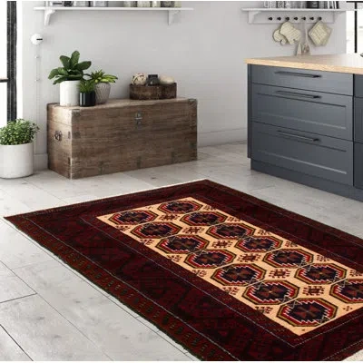 Ecarpetgallery One-of-a-kind Hand-knotted 1980s Rizbaft Red/cream 3'1" X 6'2" Wool Area Rug In Red;cream