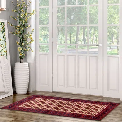 Ecarpetgallery One-of-a-kind Hand-knotted 1980s Rizbaft Red/cream 3'3" X 5'9" Wool Area Rug In Red;cream