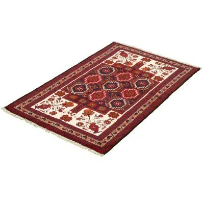 Ecarpetgallery One-of-a-kind Hand-knotted 1980s Rizbaft Red/ivory 3'5" X 5'11" Wool Area Rug In Red;ivory