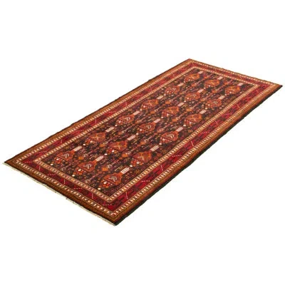 Ecarpetgallery One-of-a-kind Hand-knotted 1990s Kula Black/red/beige 4'2" X 9'9" Runner Wool Area Rug In Black;red;beige
