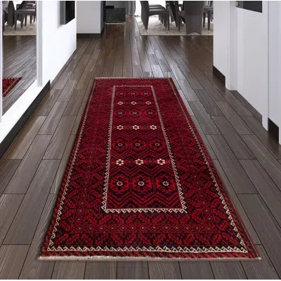 Ecarpetgallery One-of-a-kind Hand-knotted 1990s Rizbaft Red 3'8" X 7'4" Wool Area Rug