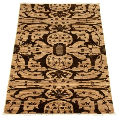 Ecarpetgallery One-of-a-kind Hand-knotted New Age 18/20 Pako Dark Brown/tan 3'11" X 6'1" Wool Area Rug In Tan;dark Brown