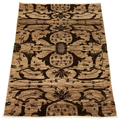 Ecarpetgallery One-of-a-kind Hand-knotted New Age 18/20 Pako Dark Brown/tan 4'1" X 6'1" Wool Area Rug In Tan;dark Brown