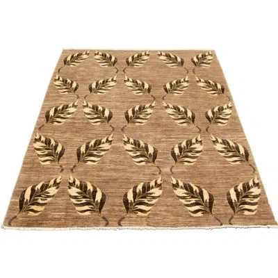 Ecarpetgallery One-of-a-kind Hand-knotted New Age 18/20 Pako Tan 6'2" X 8'10" Wool Area Rug In Cream,dark Brown