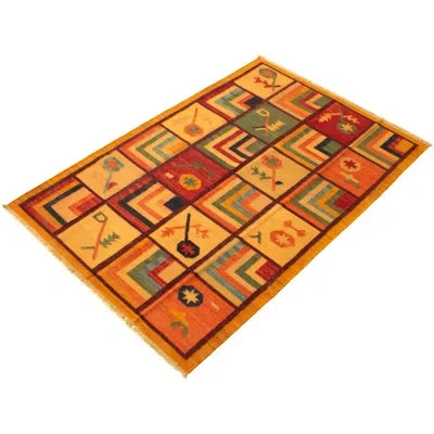 Ecarpetgallery One-of-a-kind Hand-knotted New Age Anatolian Beige/dark Red 6'2" X 9'1" Wool Area Rug In Beige,dark Red