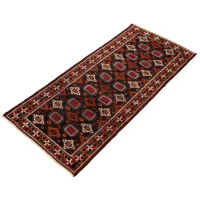 Ecarpetgallery One-of-a-kind Hand-knotted New Age Anatolian Black/red/orange 4'2" X 9'3" Runner Wool Area Rug In Black;red;orange