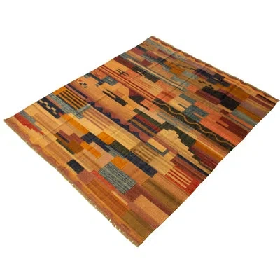 Ecarpetgallery One-of-a-kind Hand-knotted New Age Anatolian Brown/blue 7'11" X 9'7" Wool Area Rug In Brown,blue