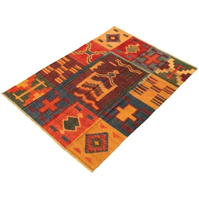 Ecarpetgallery One-of-a-kind Hand-knotted New Age Anatolian Burgundy 6'4" X 8'9" Wool Area Rug In Burgundy,navy,orange