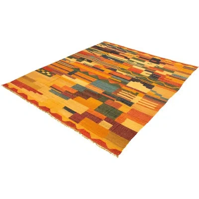 Ecarpetgallery One-of-a-kind Hand-knotted New Age Anatolian Burnt Orange 9'5" X 11'3" Wool Area Rug In Burnt Orange,red,blue