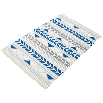Ecarpetgallery One-of-a-kind Hand-knotted New Age Anatolian Cream/navy Blue 5'7" X 8'2" Wool Area Rug In Cream;navy Blue